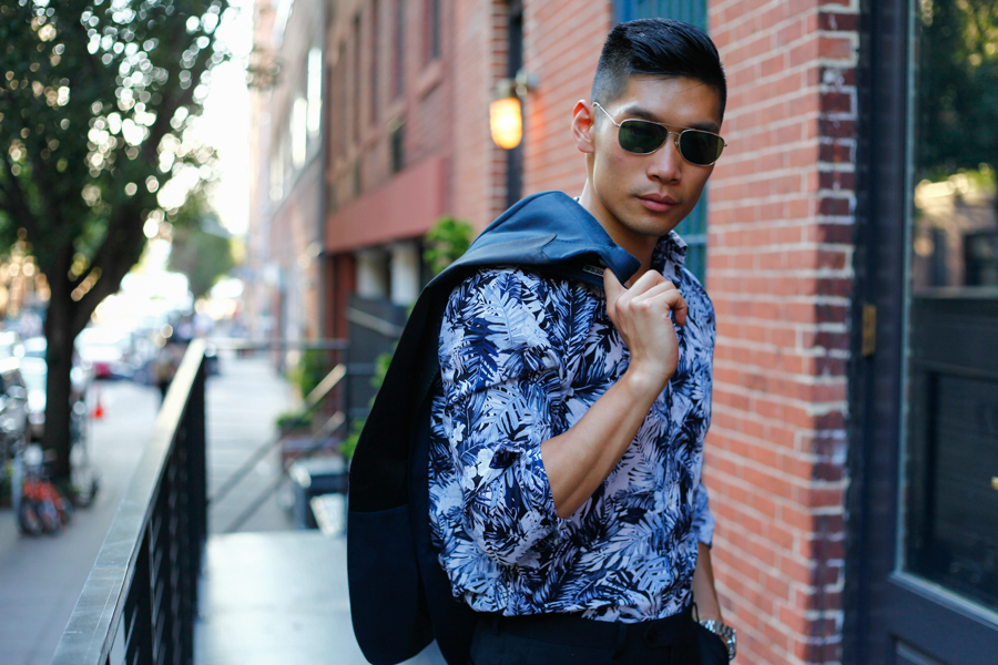 Levitate Style Tux & Floral NYFWM | Express Tuxedo paired with Floral Shirt, GQ LG G4