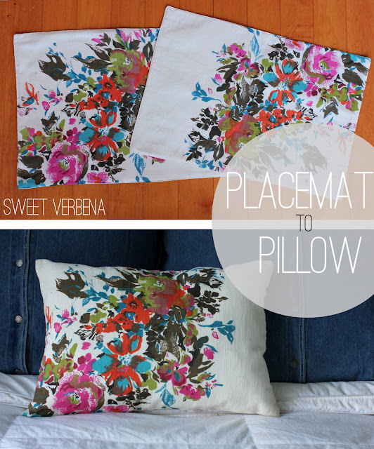 Placemat Pillows a tutorial Sweet Verbena
