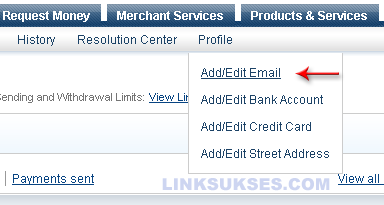 Tambah email ke Paypal