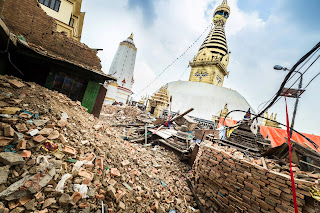 Bodhnath Stupa, Kathmandu, nach dem Beben 2015
