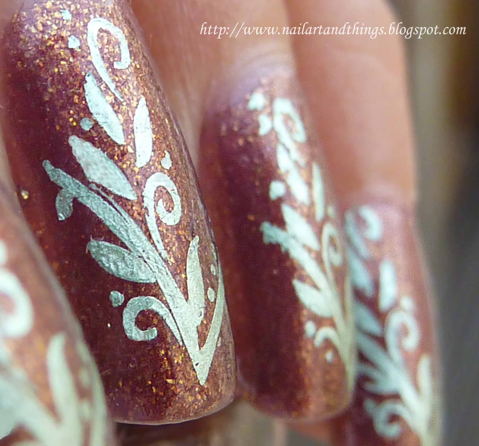 Stamping colour: Gosh Metallic green. Indian wedding nail art