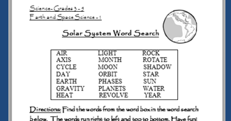 Classroom Freebies: Solar System Word Search Printable