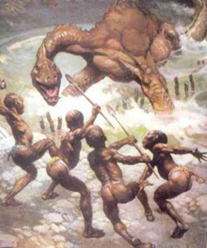 Los nativos africanos matan dinosaurios
