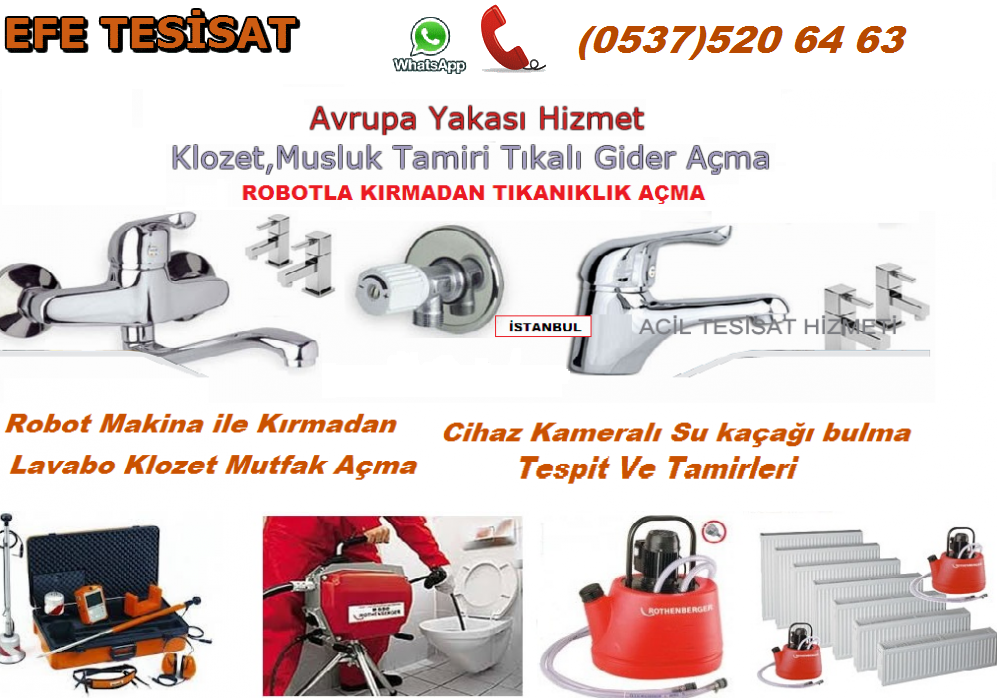 SU TESİSATÇISI KÜÇÜKÇEKMECE Klozet Musluk Tamiri Lavabo Açma