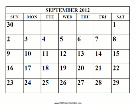 Calendar Print Free on Calendar 2012  Free Printable Calendar September 2012