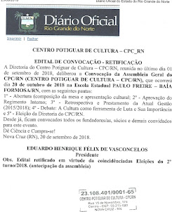 ASSEMBLEIA GERAL DO CPC/RN SERÁ DIA 20/10/2018