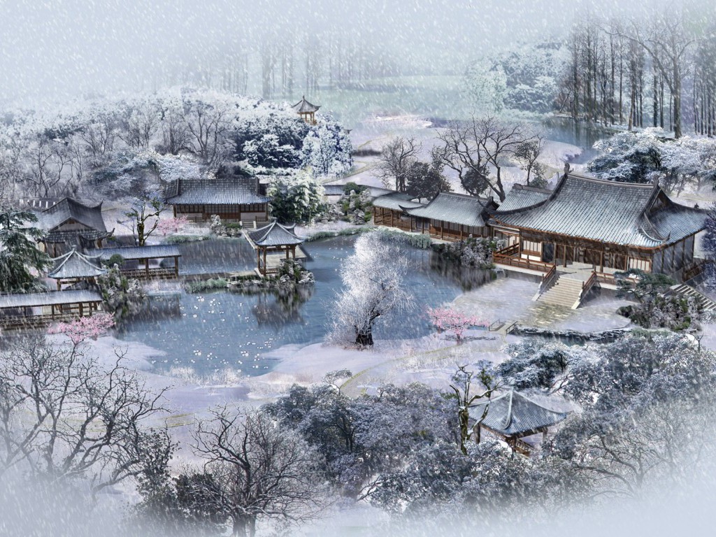 Island Description Japanese+Village+in+Winter+Wallpaper__yvt2