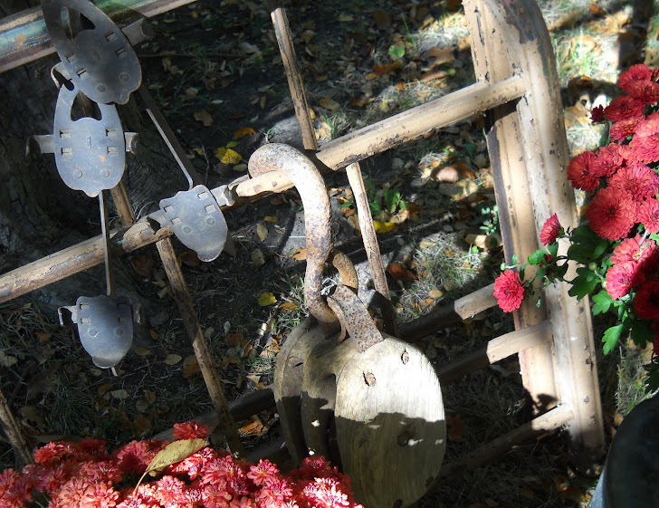 Vintage Ice Skates & Barn Pulley