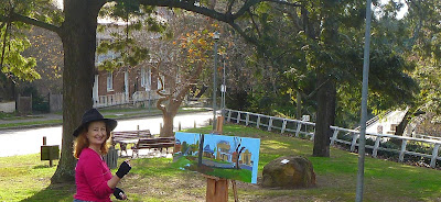 Plein air oil painting of Thompson Square, Windsor by artist Jane Bennett