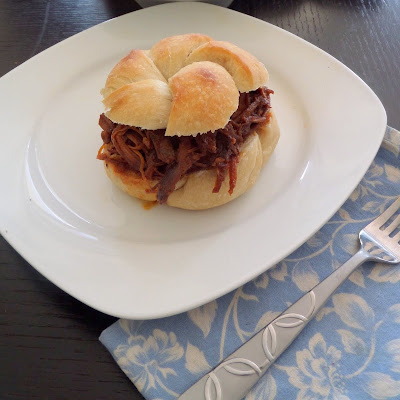 Slow Cooker Shredded Barbecue Chicken:  A very simple and delicious recipe with only 2 ingredients, cooked in a slow cooker.  Great for parties, gameday, or weeknight dinners.