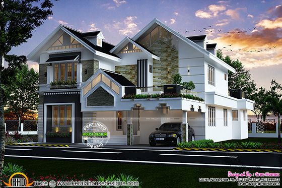 Modern sloped roof luxury house