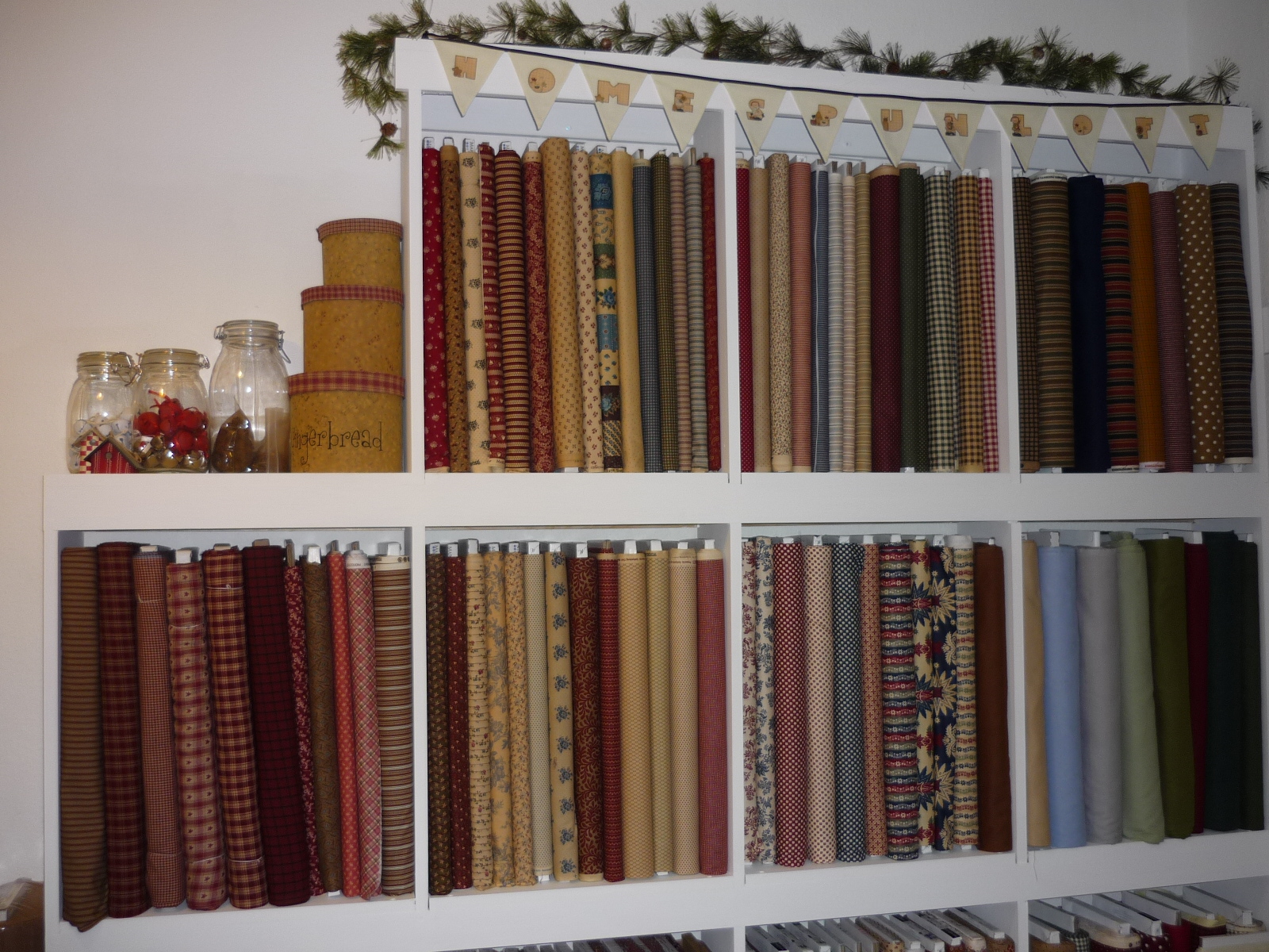" The Homespun Loft " New fabric shelves!