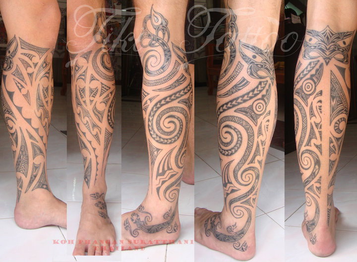 maori leg tattoo