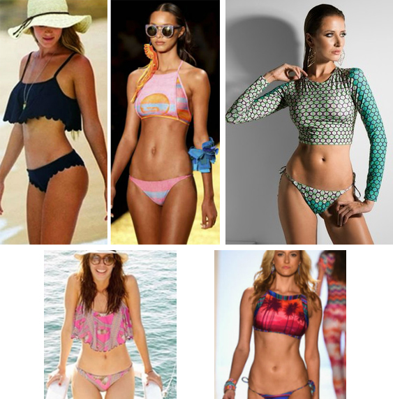 Diferentes modelos de top cropped para moda praia biquínis top cropped para moda praia