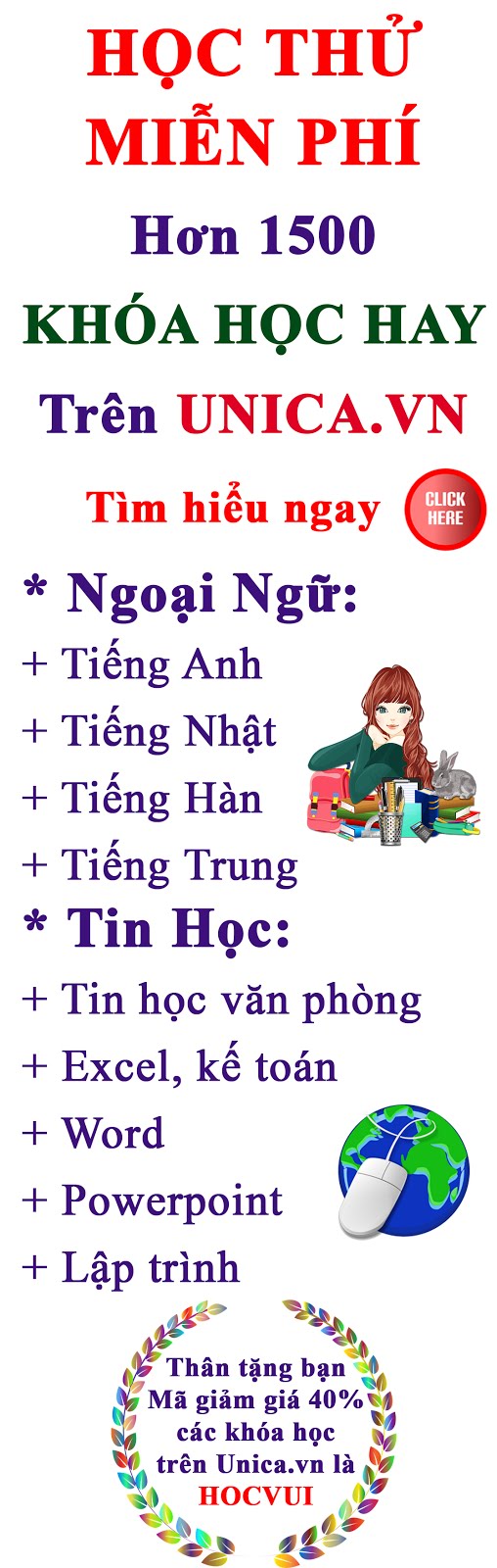 Học ngoại ngữ và tin học trên Unica.vn