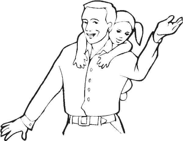 Papá con hija para colorear