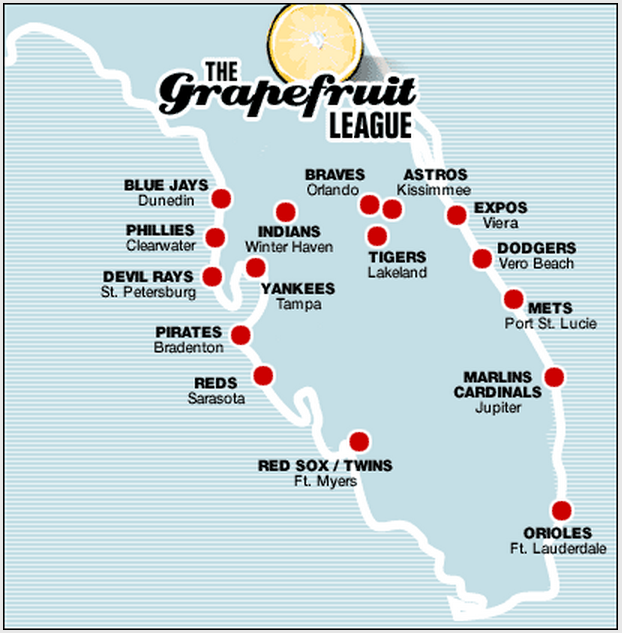 Grapefruit league map of stadiums lilypar