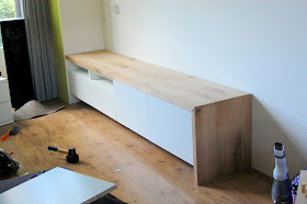 Besta media unit with bench seating