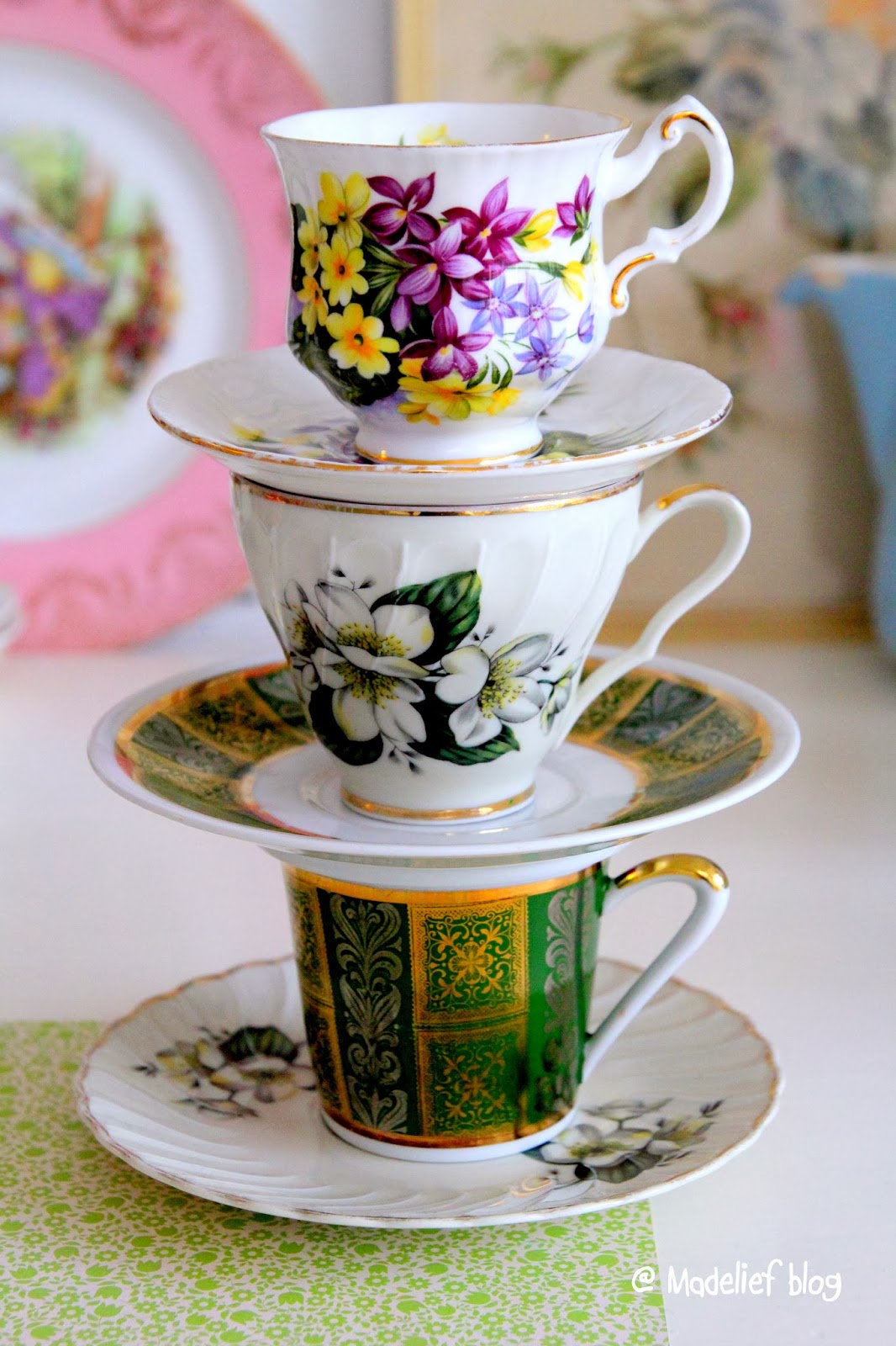 Madelief Vintage tea cup and coffee cup giveaway