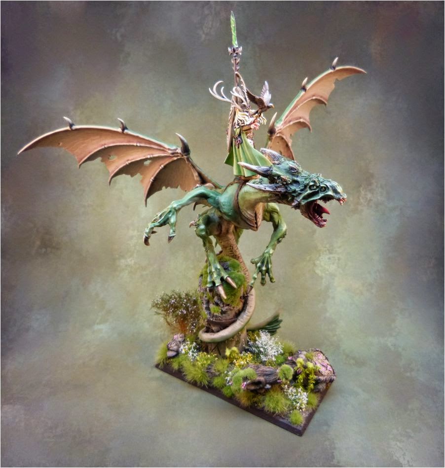 Wood Elves Glade Lord on Forest Dragon finished
