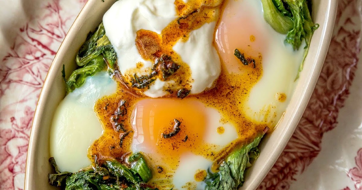 Milk and Honey Baked Eggs with Yoghurt and Chilli Butter