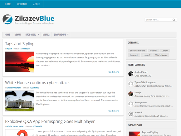 Zikazev Blue Responsive Blogger Template Zikazev Blue Responsive Blogger Template