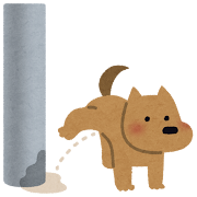 電柱にマーキングする犬のイラスト