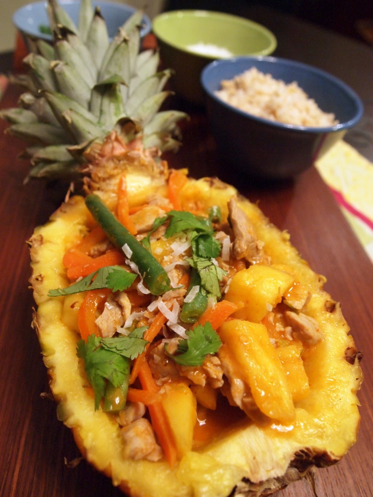 Stuff We Ate Pork & Pineapple Red Curry in a Pineapple Bowl!