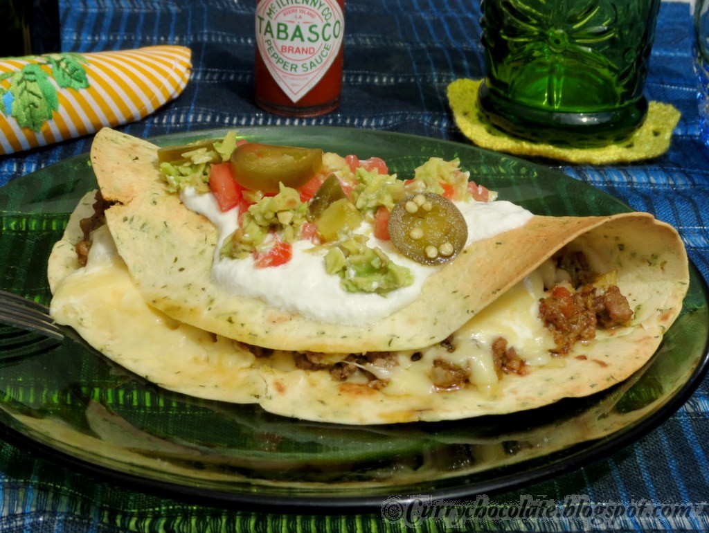 Curry y Chocolate Quesadillas de ternera picada Ground beef quesadillas