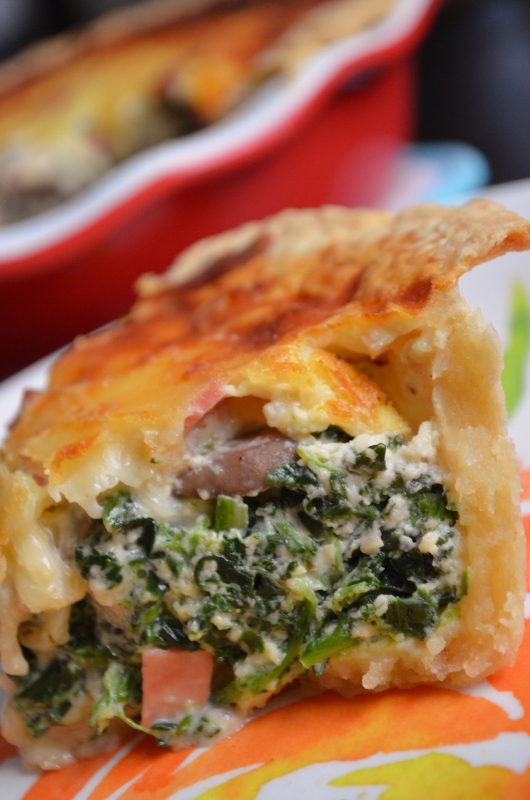 For the Love of Dessert Spinach, Mushroom, & Ham Quiche
