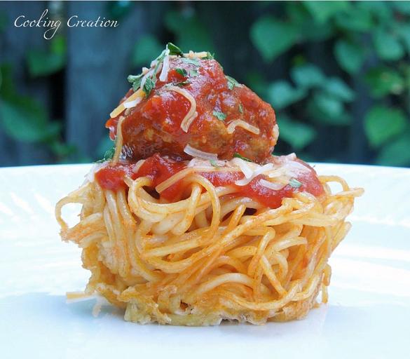 Cooking Creation Spaghetti & Meatball Cups