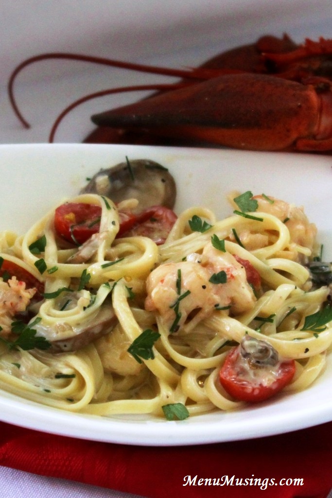 Menu Musings of a Modern American Mom Lobster Linguine with Cognac Cream Sauce