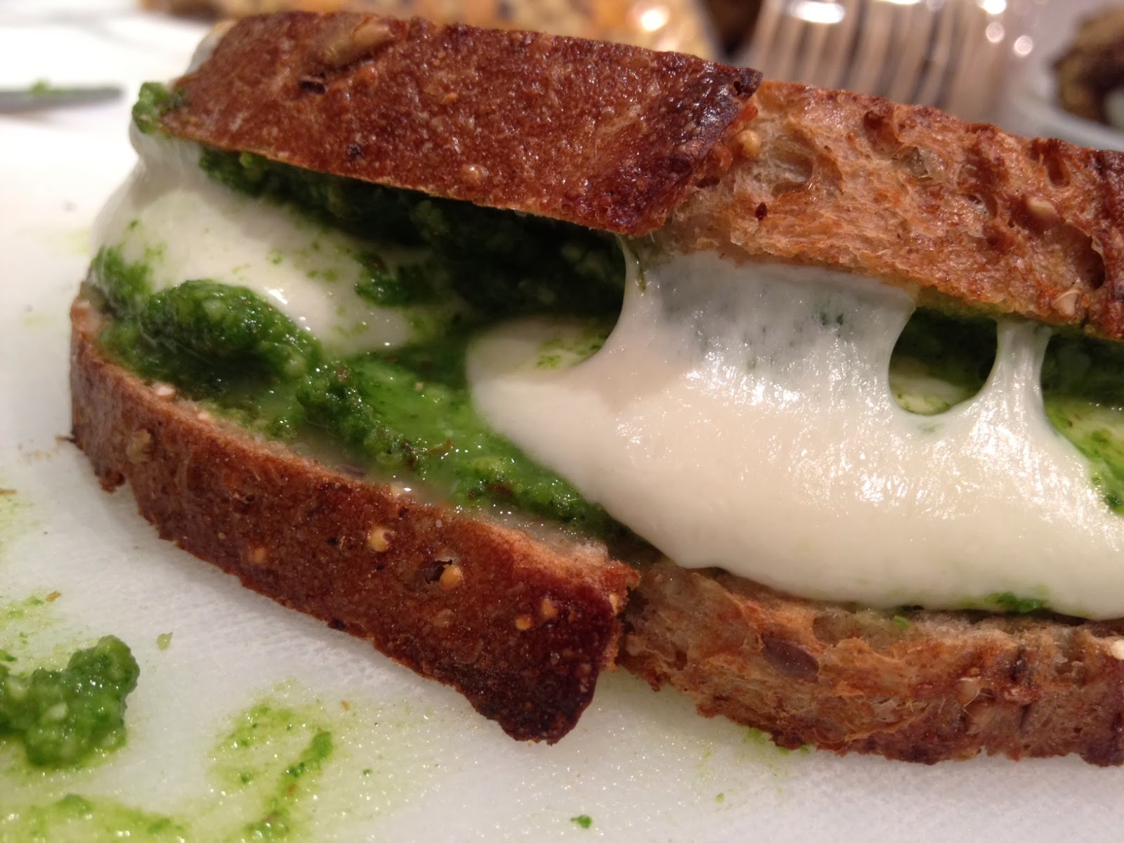 The Full Plate Blog mozzarella and kale pesto grilled cheese