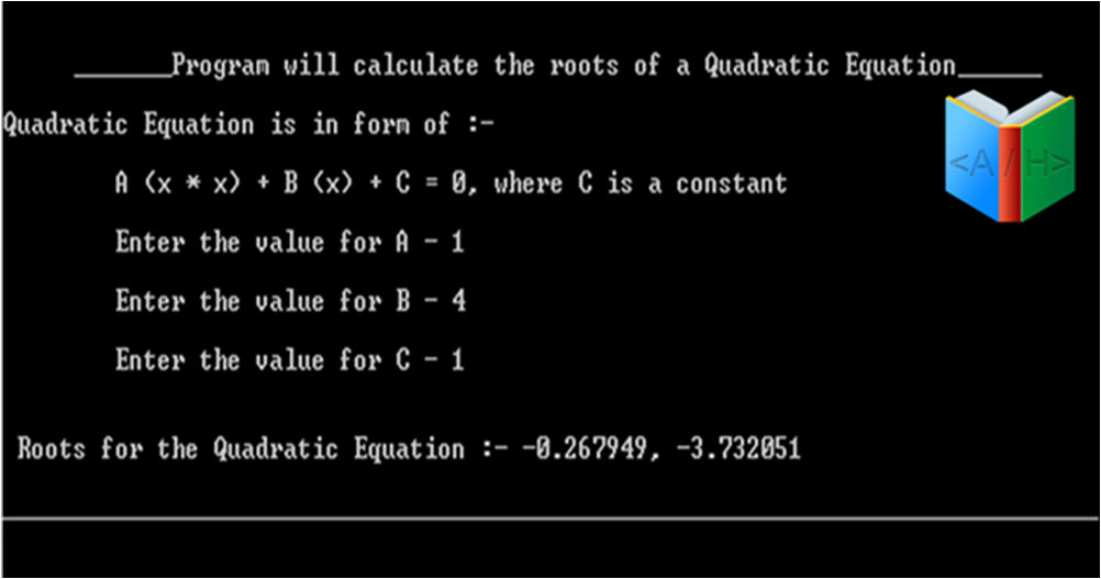 Real Roots Of A Quadratic Equation Program In C