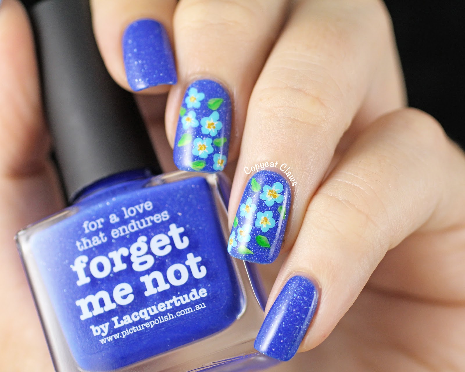 Copycat Claws 31DC2014 Day 14 Picture Polish Me Not Flowers