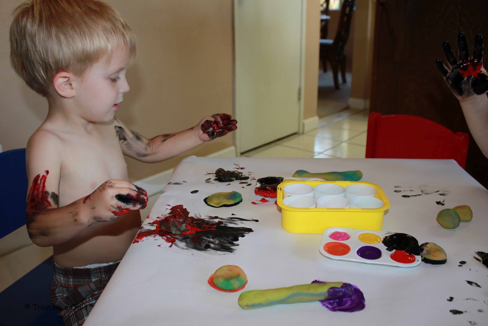 Painting with Playdough and Kid's Coop Linky Learn Play Imagine