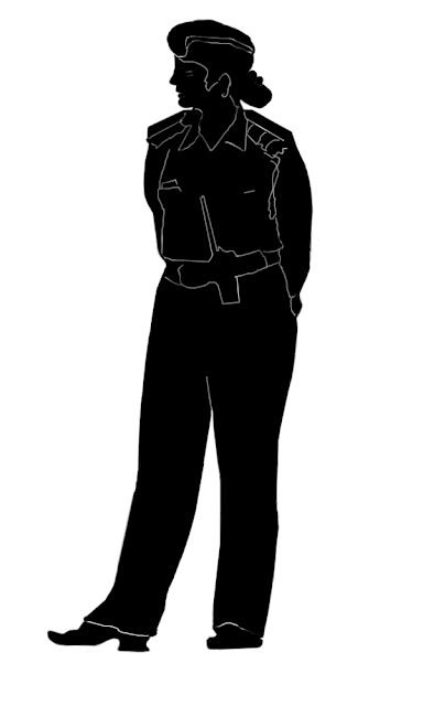 silhouette of an Indian policewoman in uniform