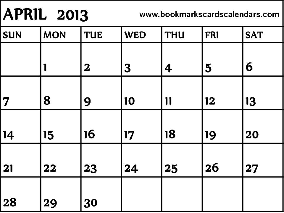 Blank September Calendar Template 2013