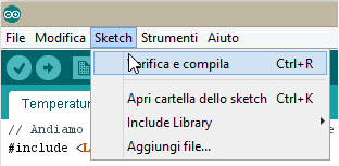Leggere la temperatura con Arduino Uno. 36 Comando%2BVerifica%2Be%2Bcompila