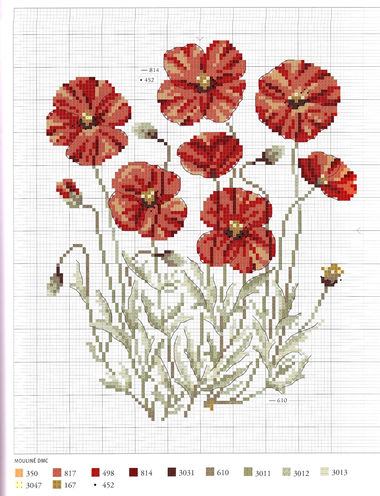 Kit Ricamo Punto Croce Kamaca - Tovaglia 80x80cm Con Disegno Papaveri | Cotone 100% Per Principianti - Foto 2