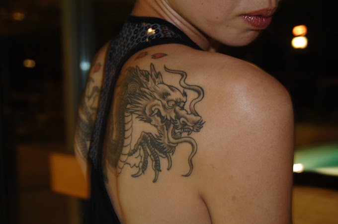 Asian Girl with the Asian Dragon Tattoo
