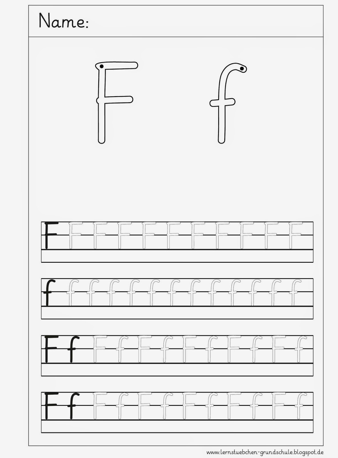 Lernstübchen: 7 Schreibblätter zum F - f
