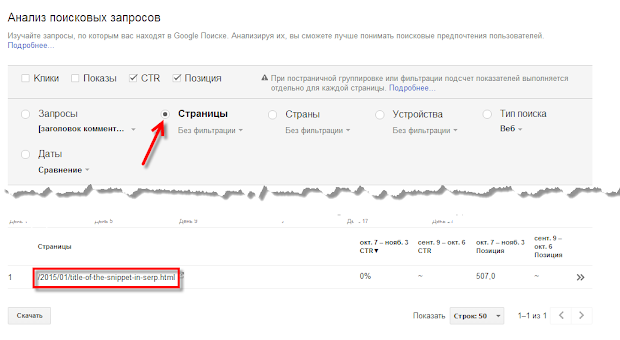 страницы запроса