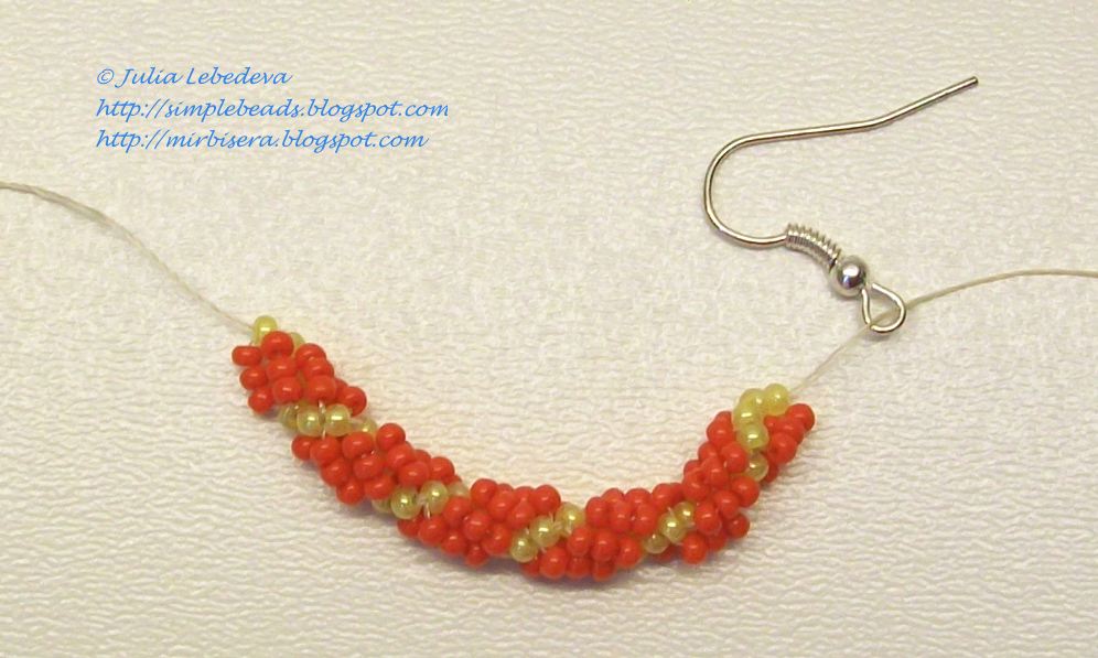 Beading for the very beginners Earrings of beaded spiral rope
