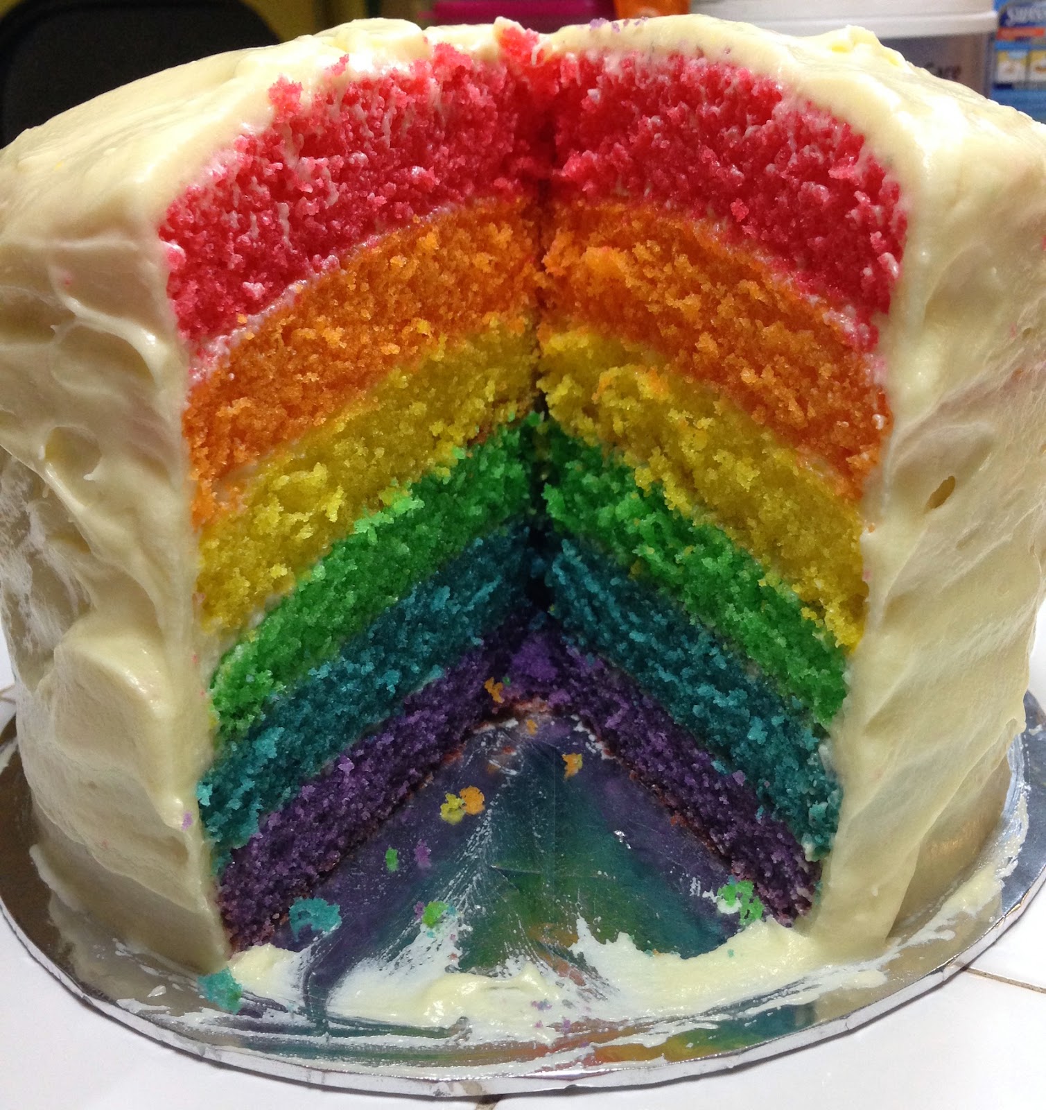 mousey in the kitchen rainbow cake (easy 6 layer cake)