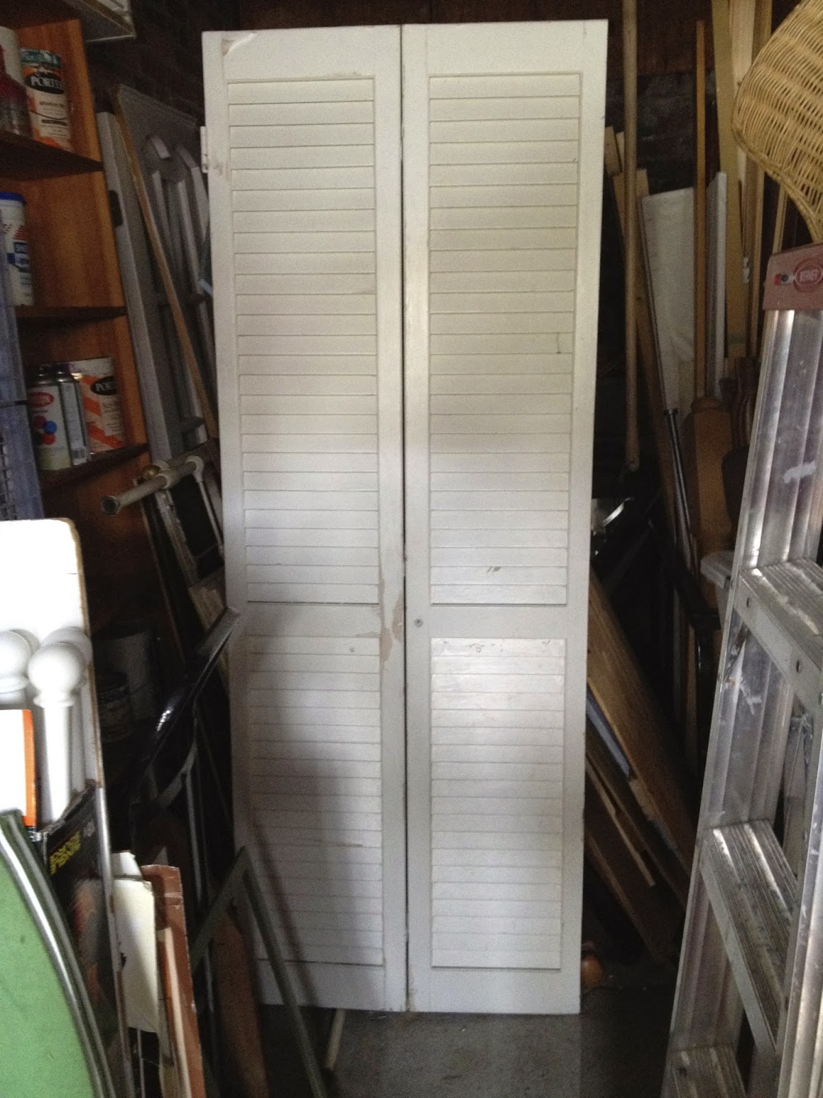 1600 #5C4838 SheShe The Home Magician: Old Louvered Closet Door Becomes Headboard wallpaper Louvered Garage Doors 38251200