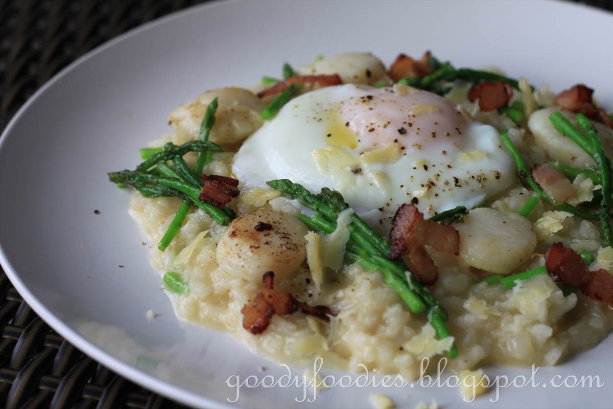 GoodyFoodies Recipe Asparagus and scallop risotto with poached egg