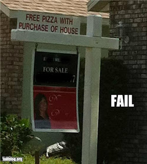 funny fail signpost for sale realtor free pizza with purchase of house sign