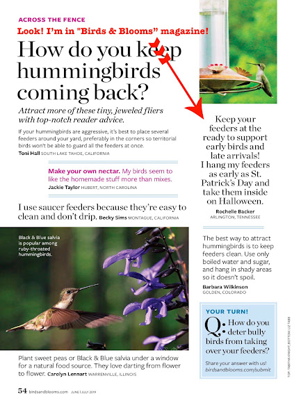 I'm in the June/July 2019 issue of Birds & Blooms!