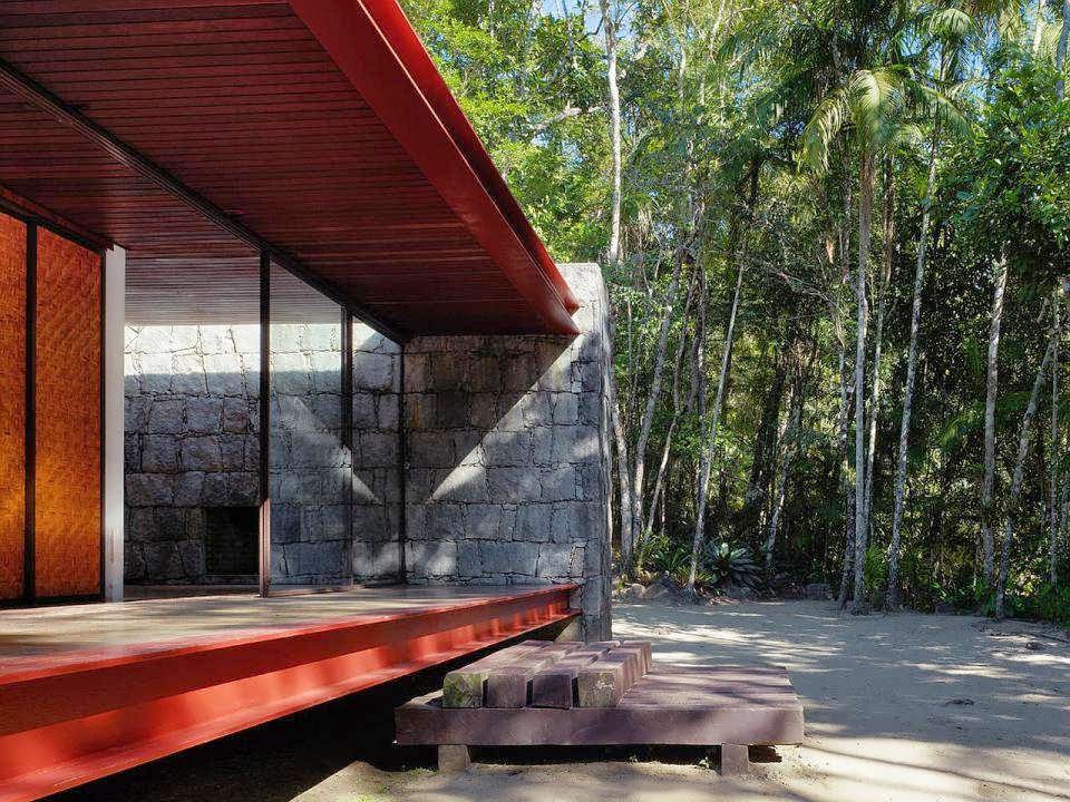 Half Glass, Half Rocks, and Wood Minimalist House of Cabin ...
